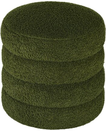 Skammel  Rund  Teddy Fleece  Op Til 120 Kg  ø40x45h Cm  Grøn