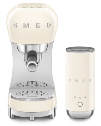 Smeg Ecf12creu   Manuel Espressomaskine Med Separat Mælkeskummer  Creme