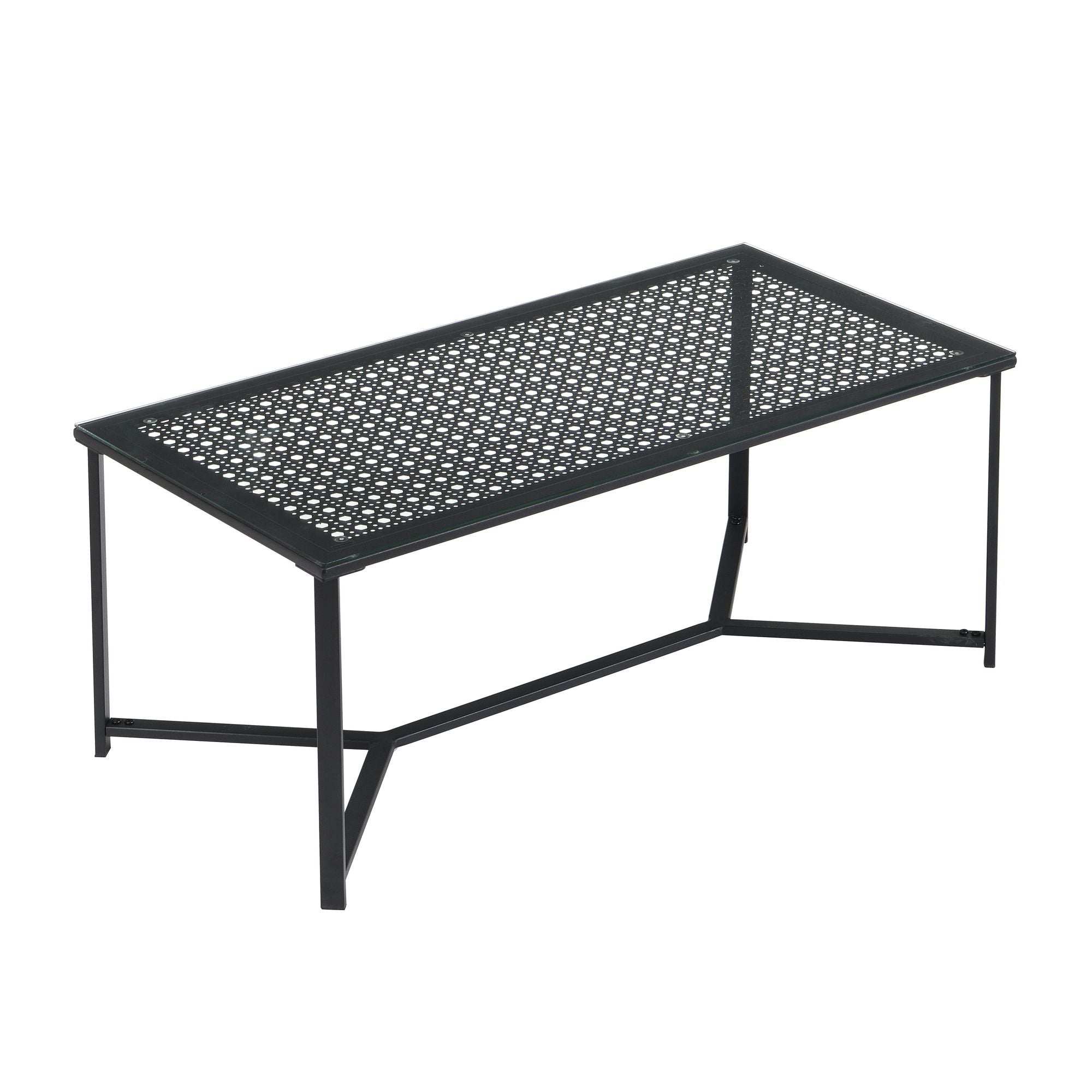 Sofabord   Glas Og Metal  Sort  100 Cm  Rektangulært Moderne Stuebord Med Glasplade Og Metalstel  Sofabord   Industriel Stil Til Stuen