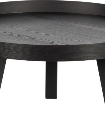 Sofabord Woood Beira Rundt Småbord Sidebord ø76ã 35 Cm  Sort Mdf Og Fyrretræ