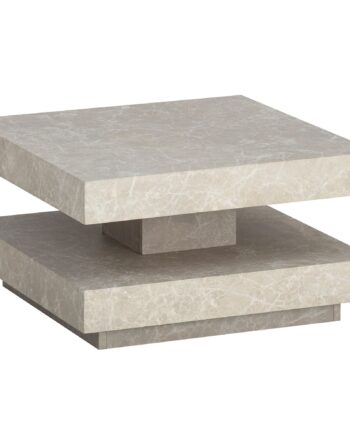 Sofabord 60x60x34 Cm  Sandfarvet Sofabord   Stenlook  Moderne Design Stuebord Med Opbevaring  Firkantet  Beige Loungebord  Lille Sofabord