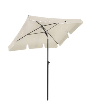 Songmics Gpu025m01 Parasol  Rektangulær     Upf 50  Beskyttelse  Vippebar Solskærm  Bæretaske  Uden Fod Beige Pa Og Stål  2x1 25m