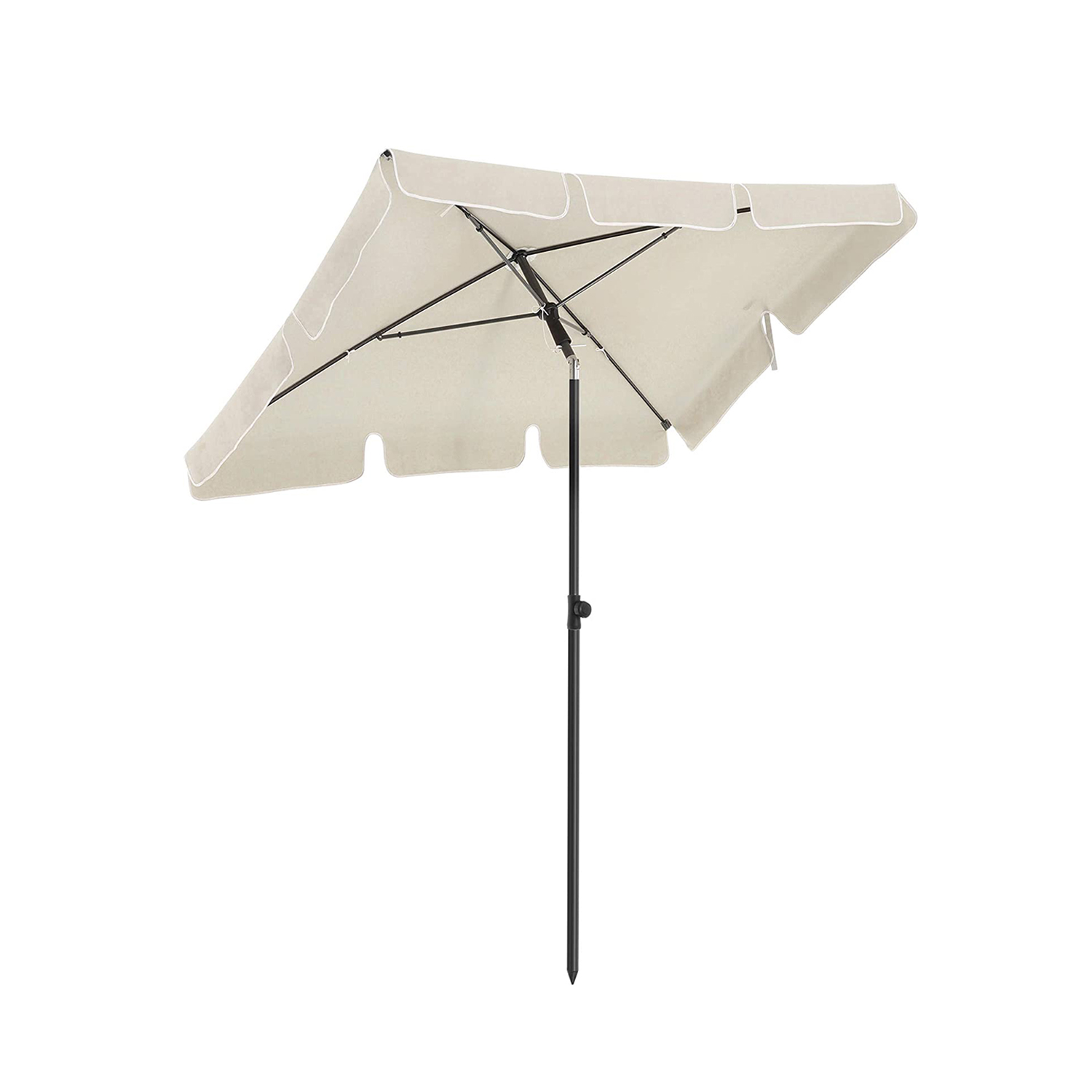 Songmics Gpu025m01 Parasol Rektangulær Upf 50 Beskyttelse Vippebar Solskærm Bæretaske Uden Fod Beige Pa Og Stål 2x1 25m