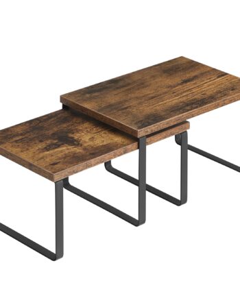 Songmics Kcs020x01 Krydderihylde Til Bord  Stabelbar Vintage Brun Spånplade Og Sort Stål  Sæt Med