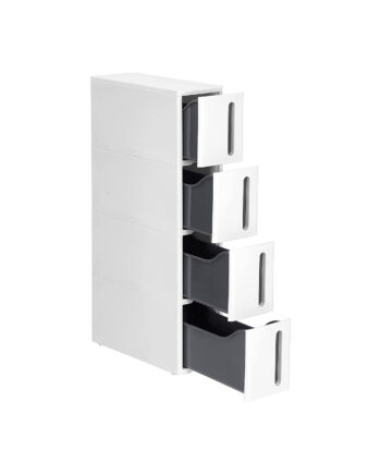 Songmics Kfr008g01 Opbevaringsskab       Skuffer  Hjul Hvid Og Grå Polypropylen  45x17x83