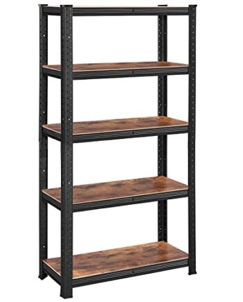 Songmics Reol       Hylder Brun Mdf Og Sort Stål
