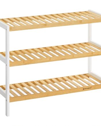 Songmics Skohylde       Hylder Natur Og Hvid Bambus  70x26