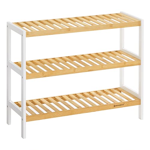 Songmics Skohylde Hylder Natur Og Hvid Bambus 70x26