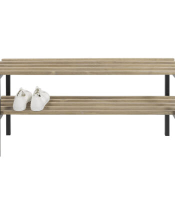 Spinder Design Rizzoli Entrébænk       Hylder Egetræ Og Sort Stål  100x45