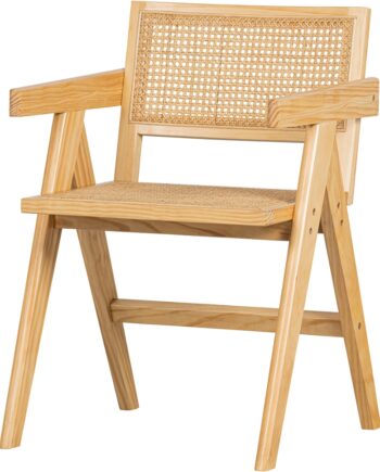 Spisebordsstol Med Armlæn Woood Exclusive Gunn Natur   Fsc-certificeret Fyrretræ Og Rattan  Boheme Japandi H80ã B54ã L54 Cm