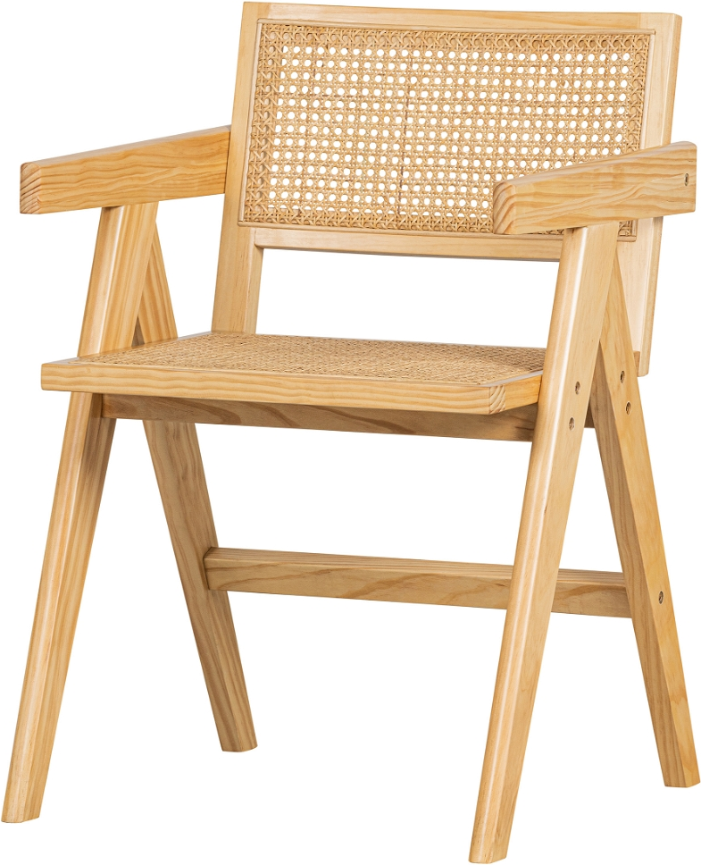 Spisebordsstol Med Armlæn Woood Exclusive Gunn Natur Fsc-certificeret Fyrretræ Og Rattan Boheme Japandi H80ã B54ã L54 Cm