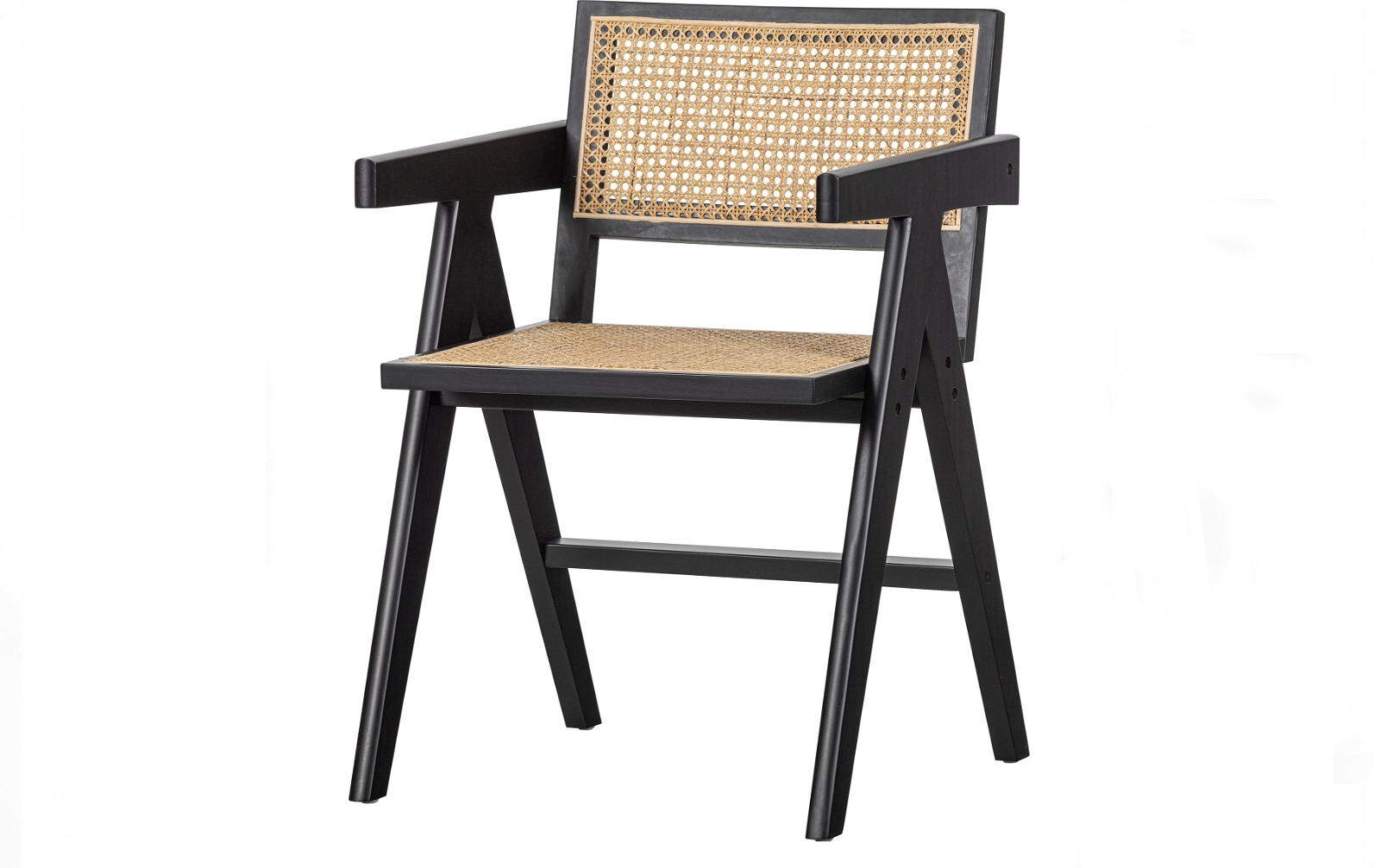 Spisebordsstol Med Armlæn Woood Exclusive Gunn Sort Rattan Fsc-fyrretræ
