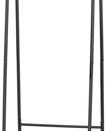 Tøjstativ Woood Jovi   Metal Garderobestativ Med Træstang     Trådhylder  Mat Sort  H167ã B70ã D41 Cm