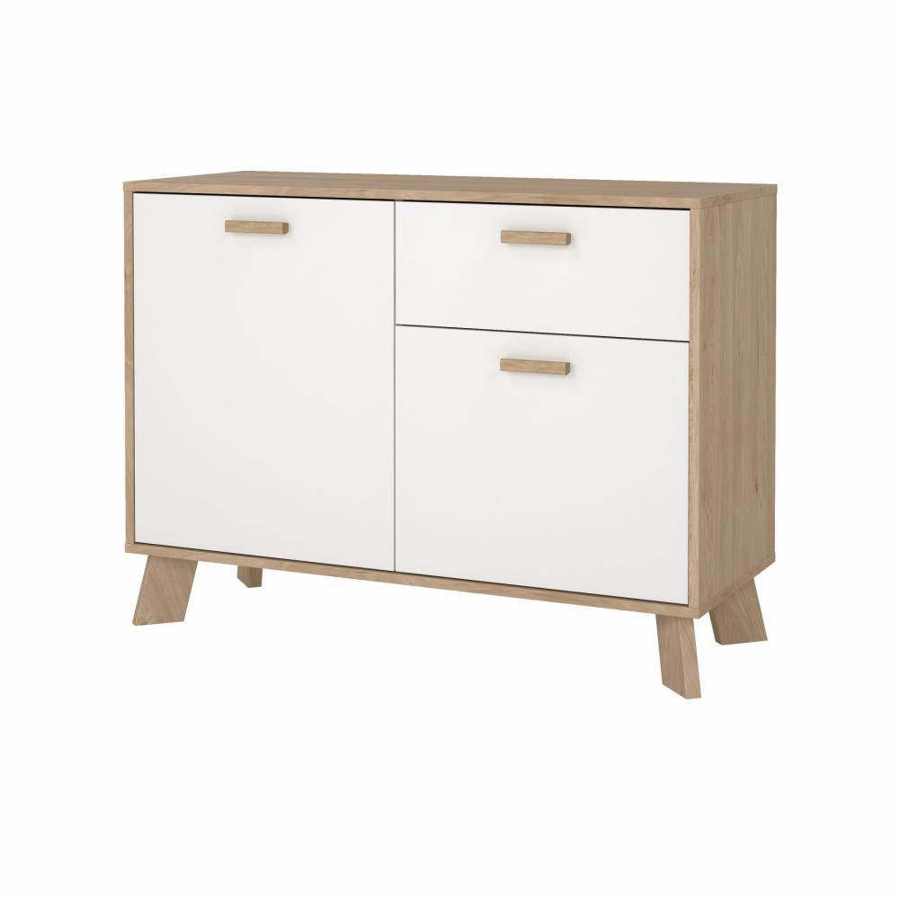 Tvilum Ikast Skænk Låger Skuffe Jackson Hickory Hvid 98 39 73 Cm