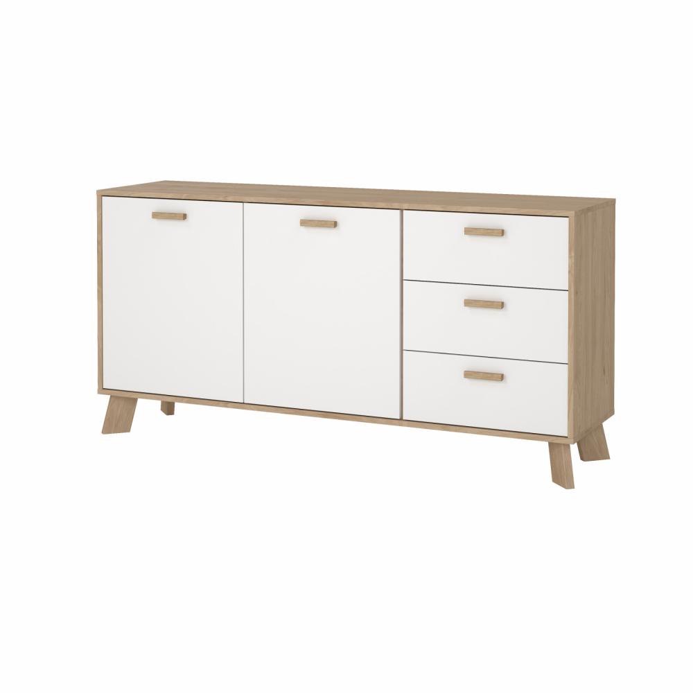 Tvilum Ikast Skænk Låger Skuffer Jackson Hickory Hvid 147 39 73 Cm