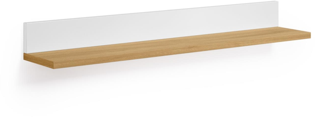 Væghylde Kave Home Abilen Mdf-hylde Med Egetræsfinér Hvid Natur 80x15x9 Cm