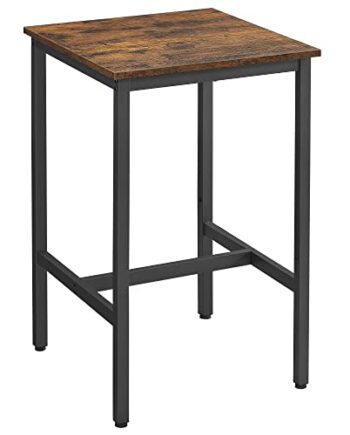 Vasagle Barbord  Kvadratisk Brun Spånplade Og Sort Stål  60x60