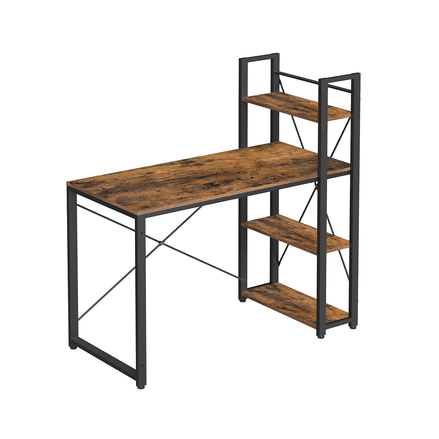 Vasagle Lwd48x Skrivebord       Hylder Rustik Brun Spånplade Og Sort Stål  120x60