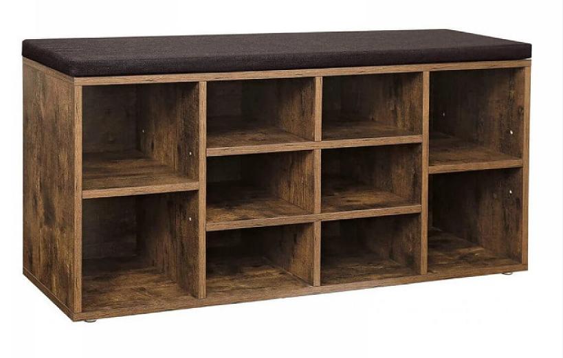 Vasagle Polstret Opbevaringsbænk Med Hylder 104x30 Cm