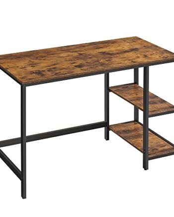 Vasagle Skrivebord       Hylder Rustik Brun Spånplade Og Sort Stål  120x60