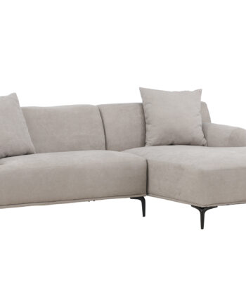 Venture Design Viskan Sofa     Chaiselong Lysegrå Polyester Og Mat Sort Metal