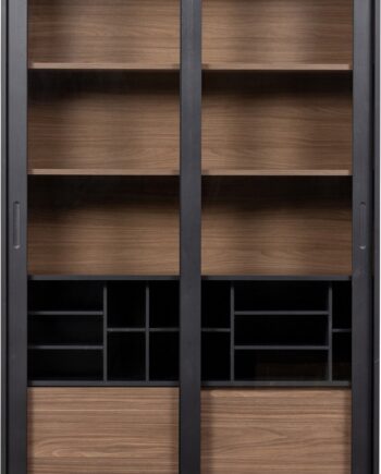Vitrineskab Woood Exclusive James   Fsc-certificeret Fyrretræ Glasvitrine  Sort Natur 200x125x47 Cm