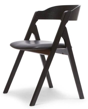 Wood Zone Dece Spisebordsstol Massiv Sortbejdset Eg    Lædersæde