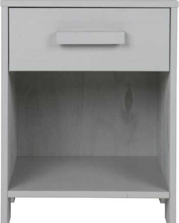 Woood Dennis Sengebord   Natbord   Børstet Fyrretræ  Betongrå  H52xb36xl39 Cm