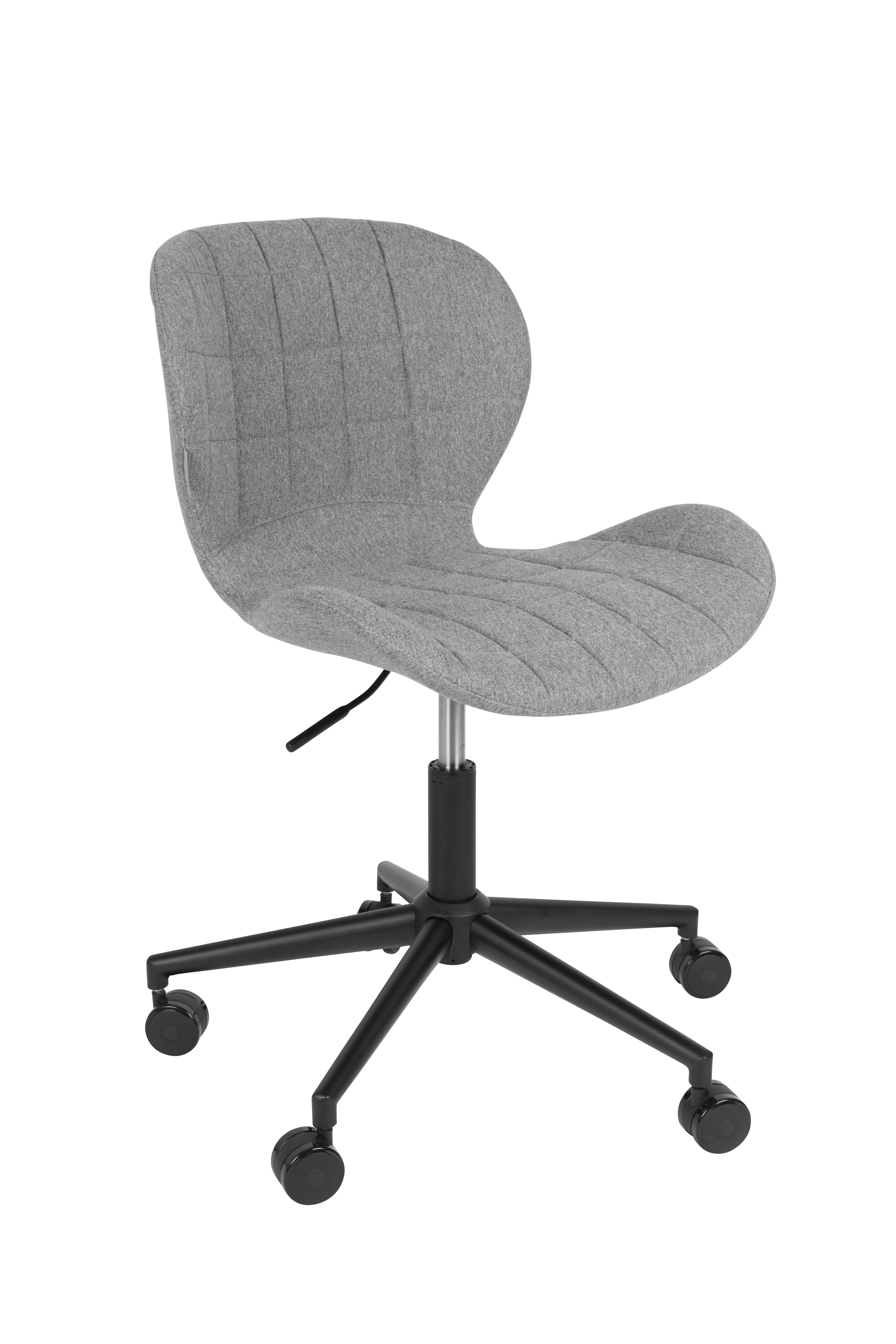 Zuiver Omg Kontorstol  Højdejusterbar     Hjul Grå Polyester Og Sort Metal