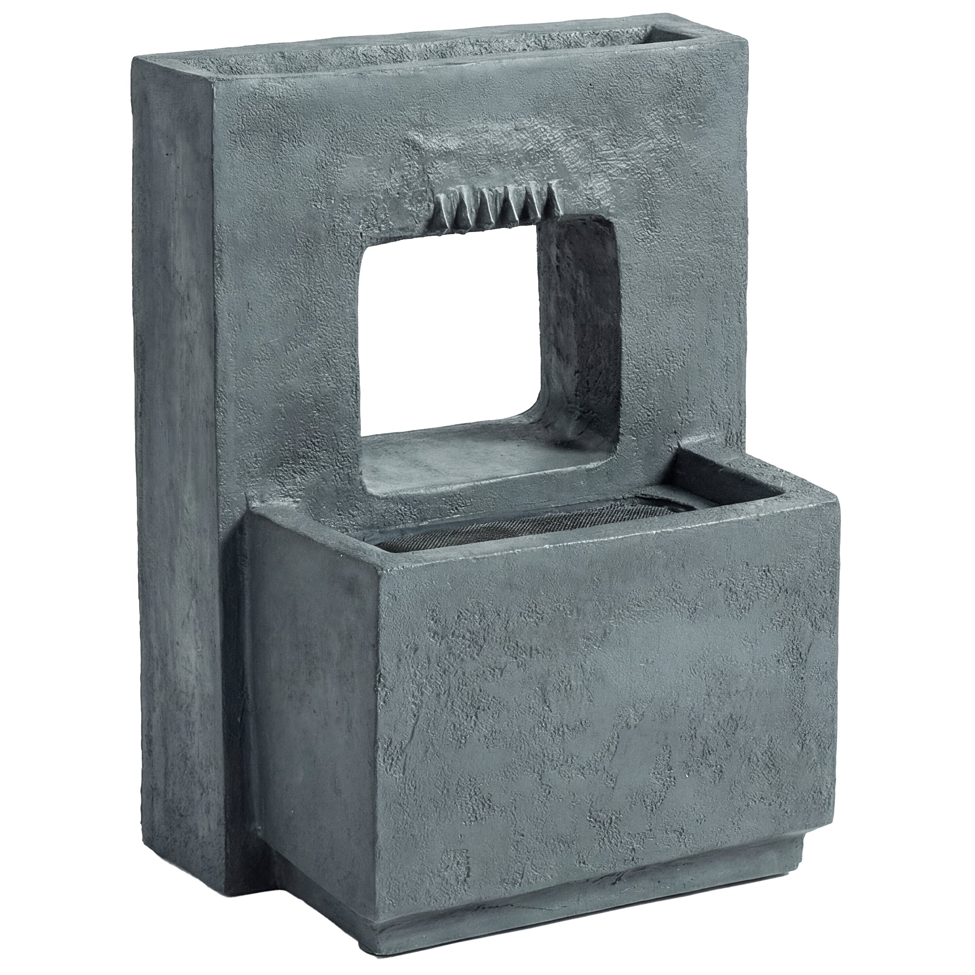 -lags Havefontæne Med Led-belysning Plantekasse Pumpe Stenlook Justerbar 45 31 58 Cm