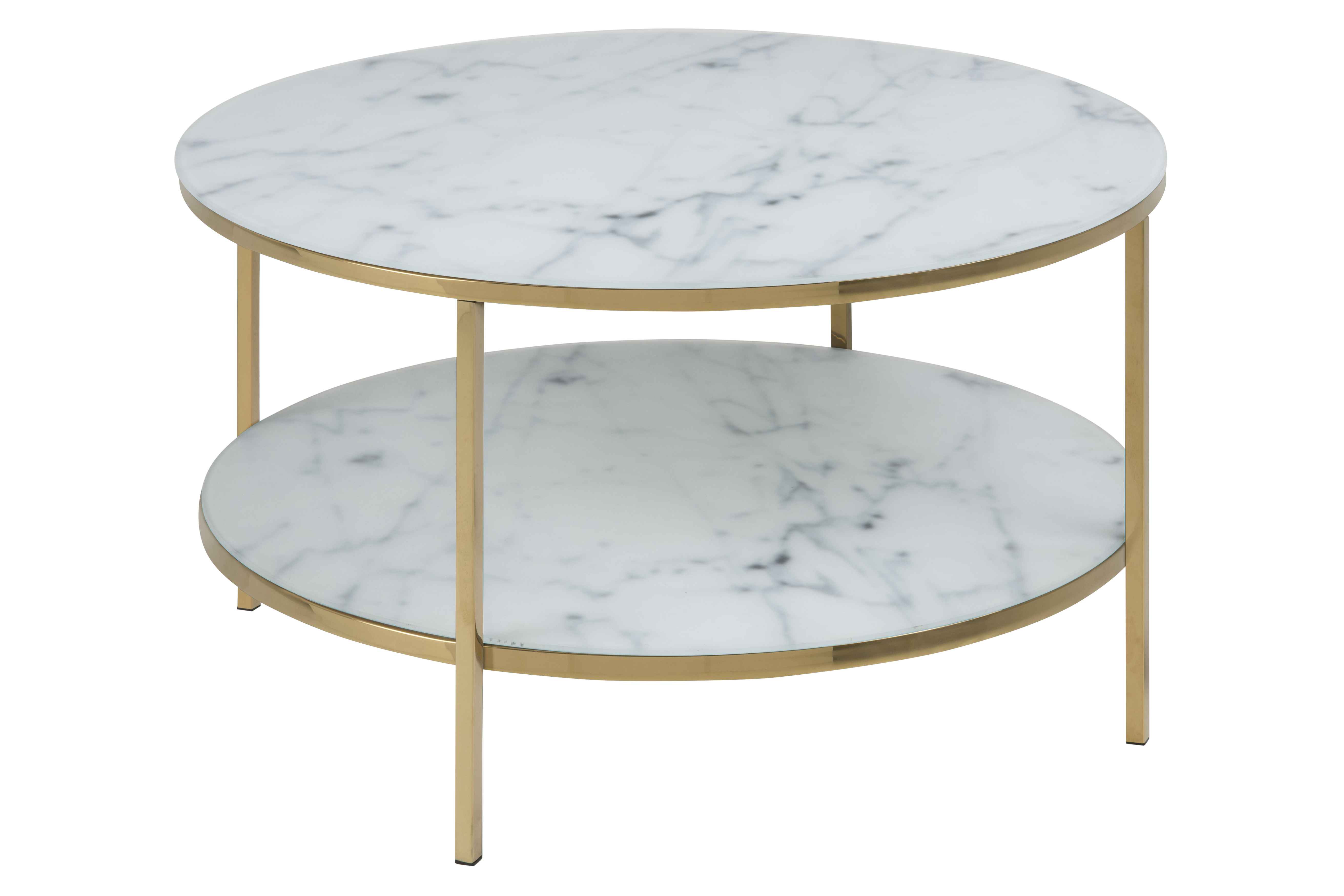 Act Nordic Alisma Sofabord Glas    Hvid Marmorprint Guld Metal  Rund   :80