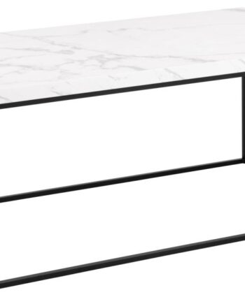 Act Nordic Barossa Sofabord  Rektangulær Hvid Marmor Carrara Ru Melamin Og Sort Stål  110x55