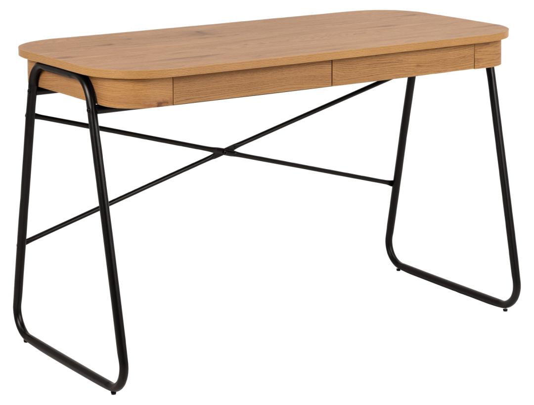 Act Nordic Blueton Skrivebord Skuffer Mat Vild Eg Ru Papir Og Sort Stål 120x60