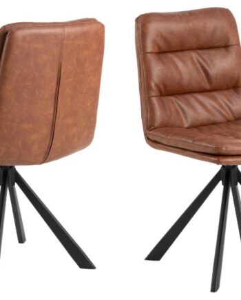 Act Nordic Dean  Spisebordsstol     Drejefunktion Og Syning Cognac Retro Pu Og Sort Stål