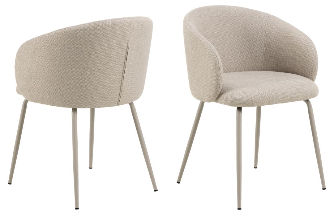 Act Nordic Eleanor Spisebordsstol Armlæn Beige Stof Og Grå Stål