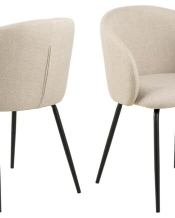 Act Nordic Eleanor Spisebordsstol     Armlæn Beige Stof Og Sort Stål