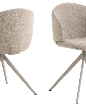 Act Nordic Ella Spisebordsstol     Drejefunktion Beige Stof Og Grå Stål