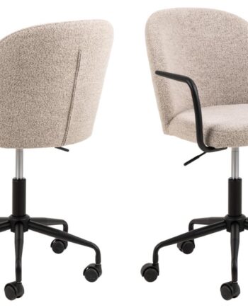 Act Nordic Patricia Skrivebordsstol     Armlæn  Hjul  Drejefunktion Beige Stof Og Sort Stål