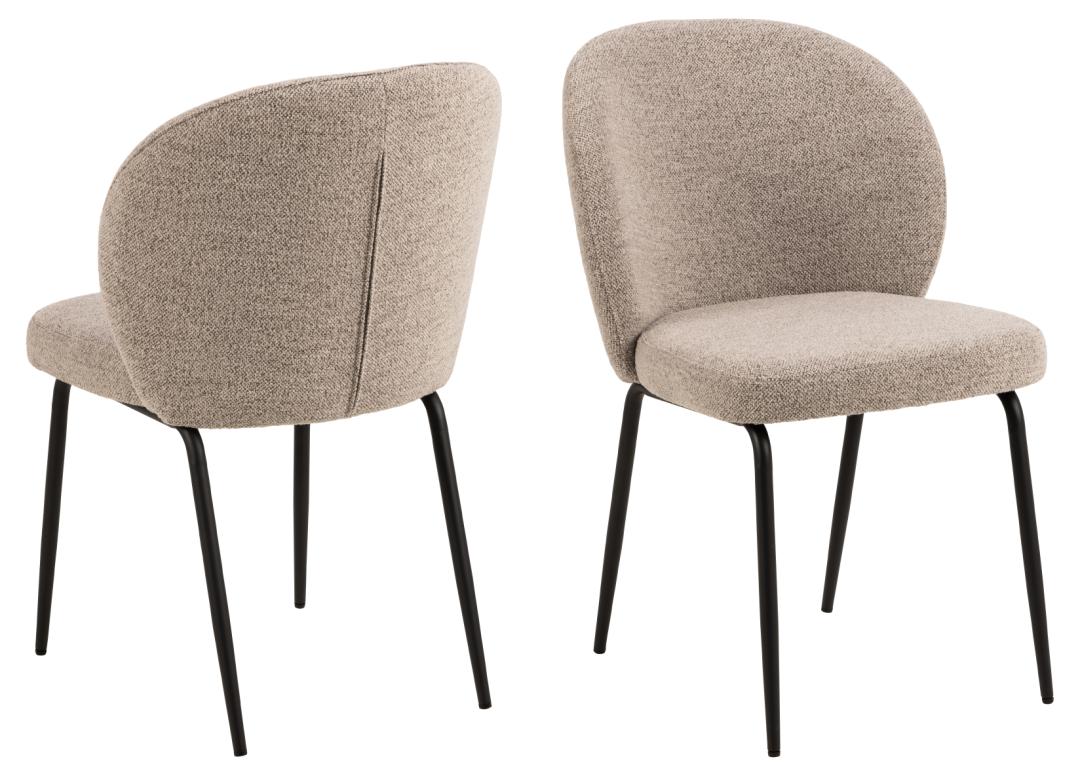 Act Nordic Patricia Spisebordsstol Beige Stof Og Sort Stål
