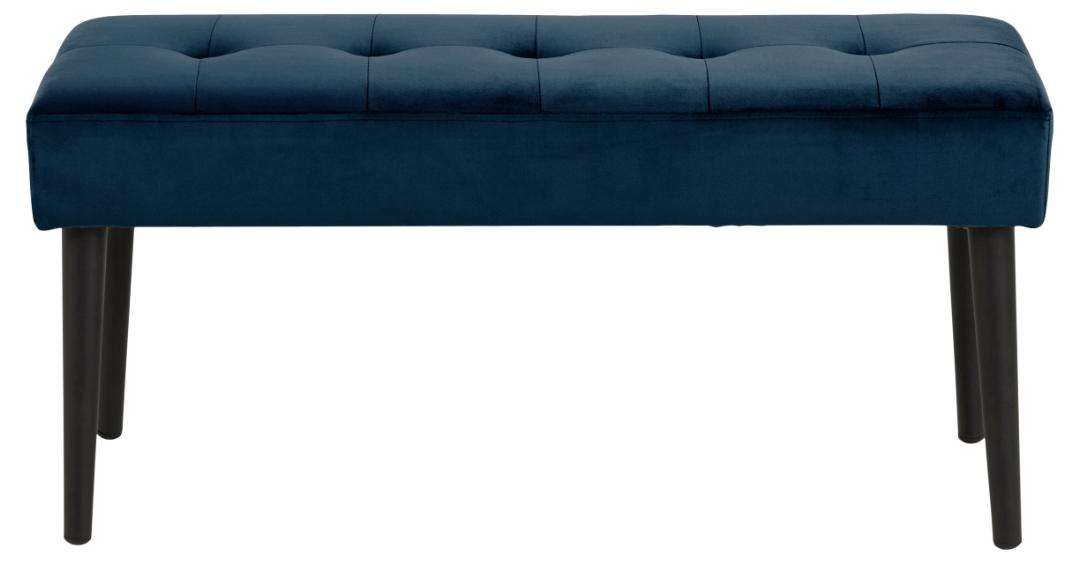 Act Nordic Rektangulær Glory Bænk Special Syning Marineblå Stof Og Sort Stål 95x38