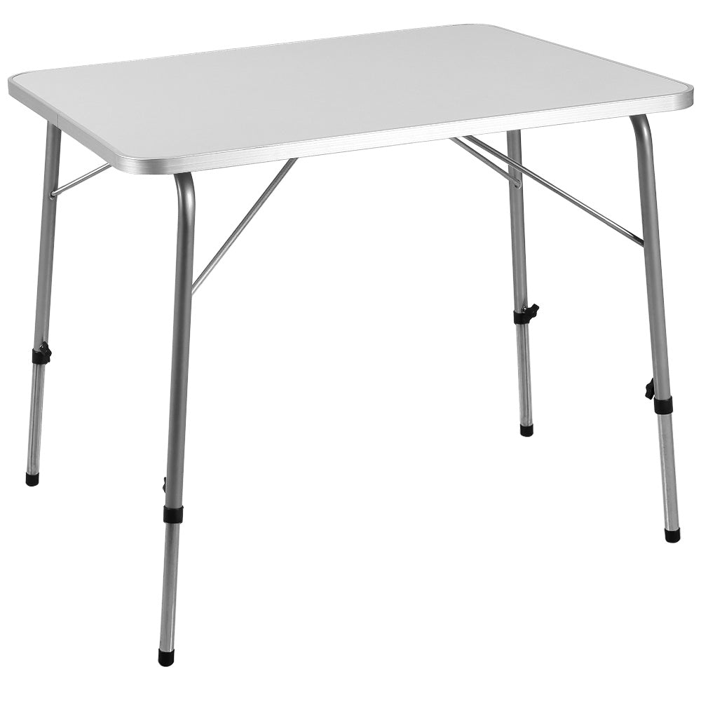 Alu Campingbord Sammenklappelig Højdejusterbar 80x60 Cm  Hvid