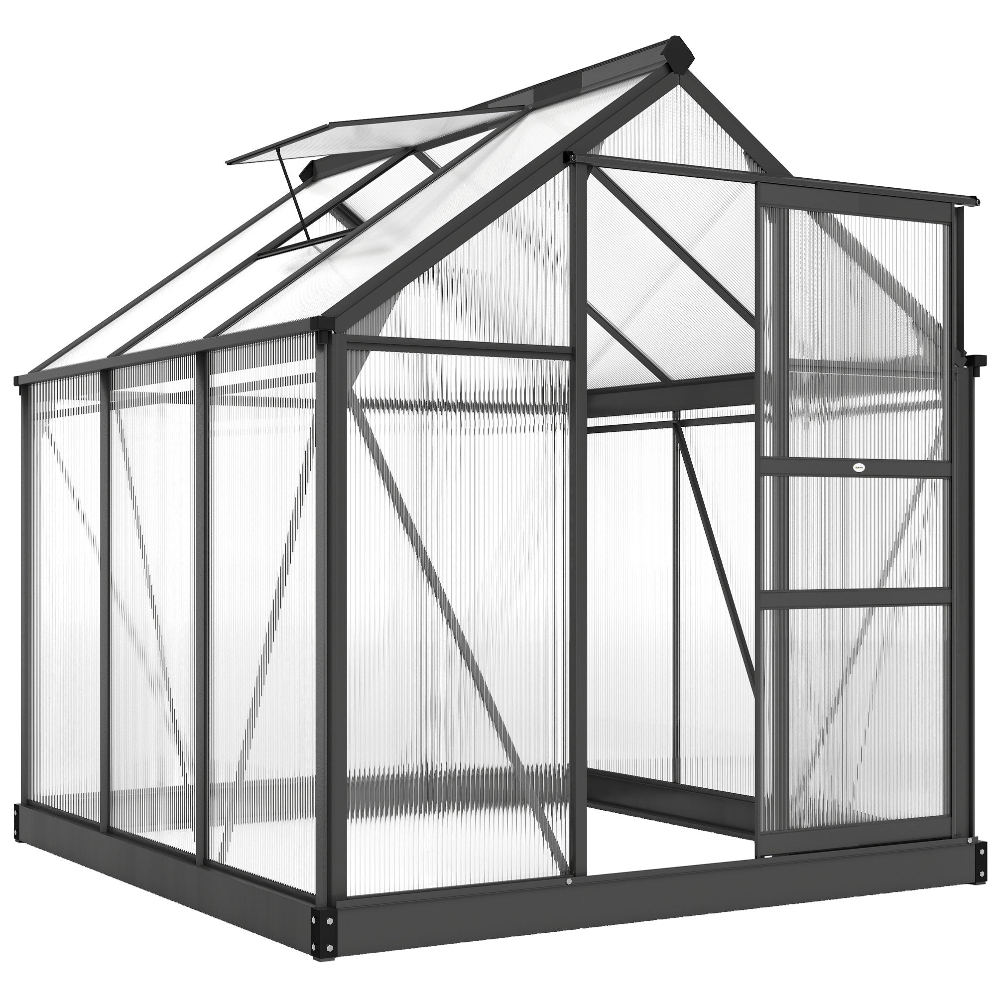 Aluminiumsdrivhus 65mâ 190x192x201cm Med Fundament Tagvindue Skydedør Mm Paneler Uv-bestandig