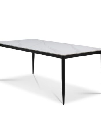 Arctic Classic Spisebord  Rektangulær Hvid Keramik Og Sort Metal  100x220