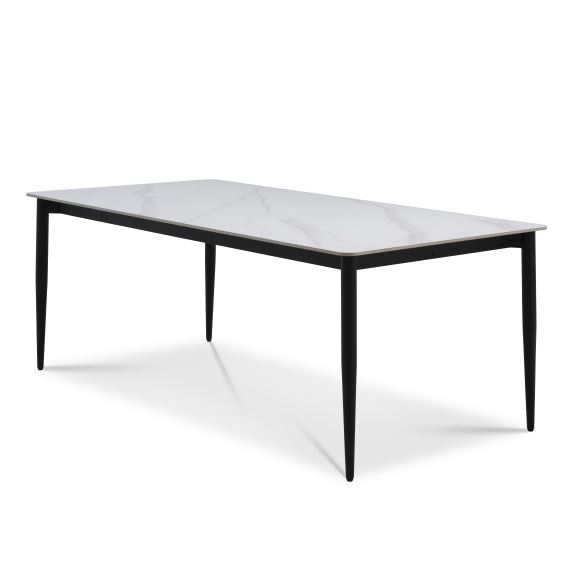 Arctic Classic Spisebord Rektangulær Hvid Keramik Og Sort Metal 100x220