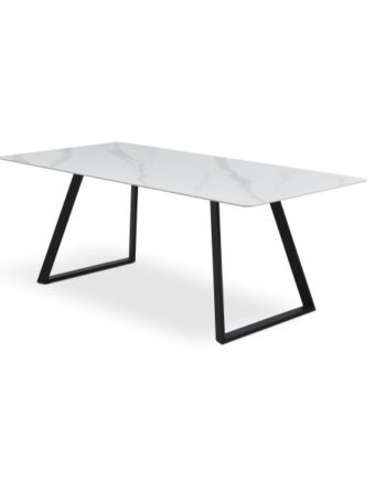 Arctic Spisebord  Rektangulær Hvid Keramik Og Sort Metal  100x200