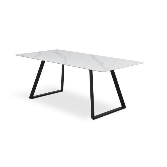 Arctic Spisebord Rektangulær Hvid Keramik Og Sort Metal 100x200