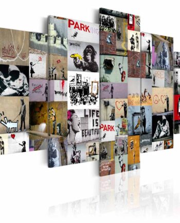 Artgeist Art Of Collage Banksy Iv Billede Multifarvet Print    Størrelser 100x50