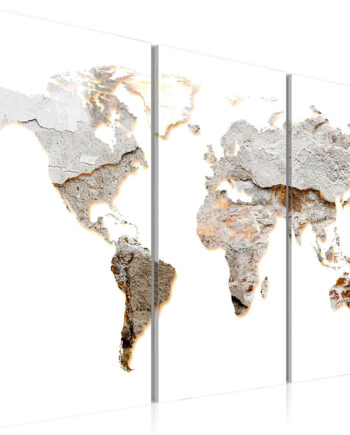 Artgeist Concrete Continents Verdenskort Med Beton Look Trykt På Lærred   -delt Flere Størrelser 120x80
