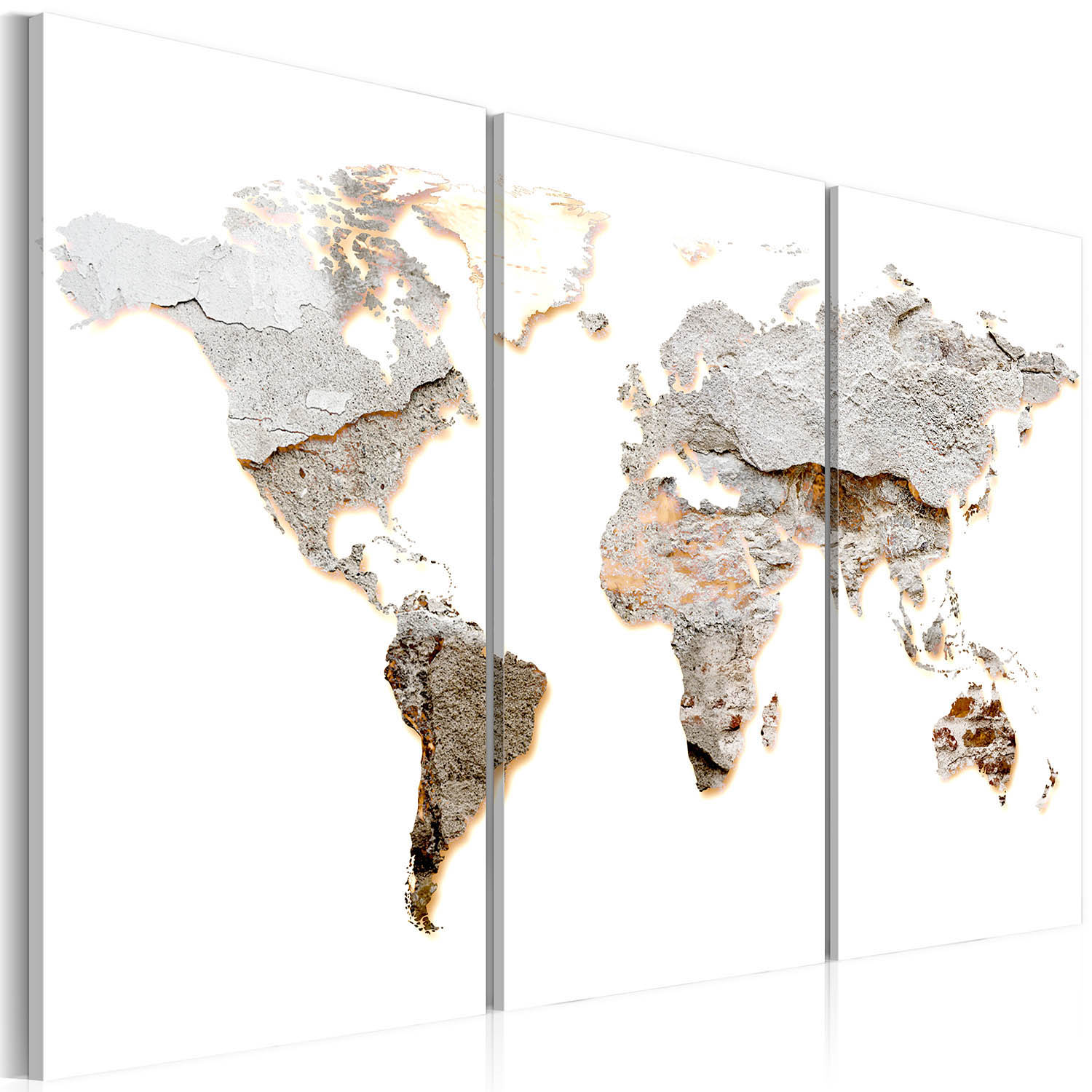Artgeist Concrete Continents Verdenskort Med Beton Look Trykt På Lærred -delt Flere Størrelser 120x80