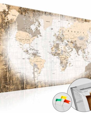 Artgeist Enclave Of The World Verdenskort Billede Hvid Brun Print På Kork  80x120